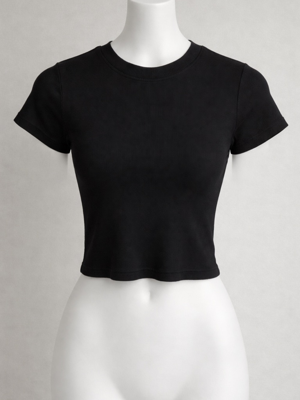 nuuds Black Ribbed Short-Sleeve Crop Top